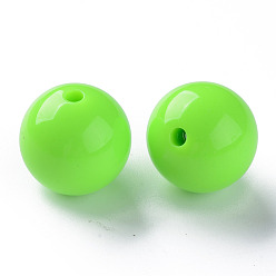 Citron Vert Perles acryliques opaques, ronde, lime, 20x19mm, Trou: 3mm, environ111 pcs / 500 g