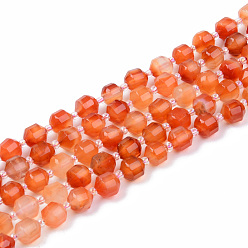 Carnelian Natural Carnelian Beads Strands, Round, Faceted, 7~8x8mm, Hole: 1.2mm, about 38~40pcs/strand, 15.16inch(38.5cm)