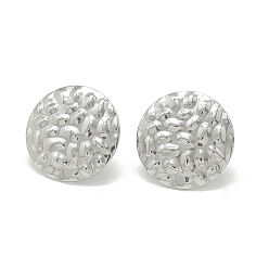 Stainless Steel Color 304 Stainless Steel Stud Earring Findings, with Loop, Flat Round, Stainless Steel Color, 16mm, Hole: 1.4mm, Pin: 0.8mm