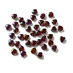 Coconut Brown Eco-friendly Transparnt Plastic Beads, AB Colored, Heart, Coconut Brown, 6x6x3mm, Hole: 1.2mm, about 8300pcs/500g