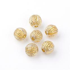 Gold Plating Acrylic Beads, Golden Metal Enlaced, Pumpkin, Gold, 12mm, Hole: 3mm, about 620pcs/500g