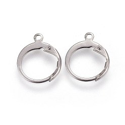 Stainless Steel Color 304 Stainless Steel Leverback Earring Findings, with Loop, Stainless Steel Color, 14.5x12.5x2mm, Hole: 1.2mm