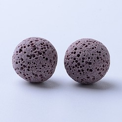 Púrpura Cuentas de roca de lava natural sin encerar, para perfume perlas de aceite esencial, perlas de aromaterapia, teñido, rondo, ningún agujero, púrpura, 13~14 mm