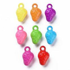 Mixed Color Opaque Acrylic Pendants, Strawberry, Mixed Color, 21x13x10.5mm, Hole: 3mm, about 415pcs/500g