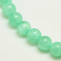 Turquoise Perles de jade vert naturel teintées, ronde, turquoise, 4mm, Trou: 1mm, Environ 90 pcs/chapelet, 15.74 pouce