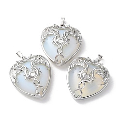 Opalite Opalite Heart Pendant Rhinestone Settings, Rack Plating Platinum Plated Brass Wings Charms, Long-Lasting Plated, Fit for 3mm Rhinestone, 37x33x10~11.5mm, Hole: 8x5mm