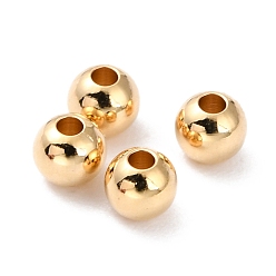 Real 24K Gold Plated Brass Beads, Long-Lasting Plated, Round, Real 24K Gold Plated, 3.5mm, Hole: 1.3mm