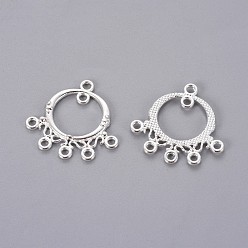 Silver Tibetan Style Chandelier Components Links, Cadmium Free & Nickel Free & Lead Free, Ring, Silver, 26x25x2mm, Hole: 1.5mm