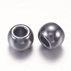 Gunmetal Tibetan Style Alloy European Beads, Large Hole Beads, Cadmium Free & Nickel Free & Lead Free, Rondelle, Gunmetal, 10x7mm, Hole: 4.5mm