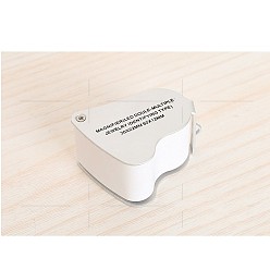 White ABS Plastic Portable Magnifier, with Led Lights, Alloy Findings, Acrylic Optical Lens, White, Magnification: 30X, Lens: 17.5mm, Magnification: 60X, Lens: 8.8mm, 52x41x28mm