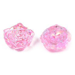 Pearl Pink Transparent ABS Plastic Cabochons, AB Color Plated, Rose, Pearl Pink, 18x17x6.5mm