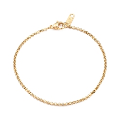 Golden 304 Stainless Steel Rolo Chain Bracelets, with Lobster Claw Clasps, Golden, 7-1/8 inch(18cm)