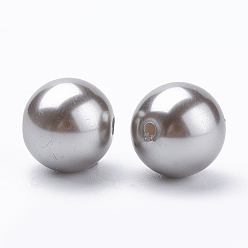 Gris Perles d'imitation en plastique écologique, haut lustre, Grade a, ronde, grises , 40mm, Trou: 3.8mm
