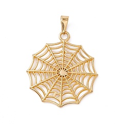 Golden Vacuum Plating 304 Stainless Steel Pendants, Spider Web Charms, Golden, 47.5x42x2mm, Hole: 4.2x8mm