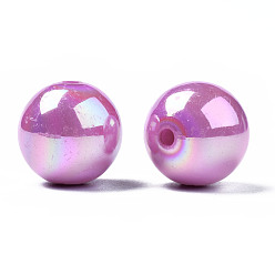 Orchid Opaque Acrylic Beads, AB Color Plated, Round, Orchid, 16x15mm, Hole: 2.8mm, about 220pcs/500g