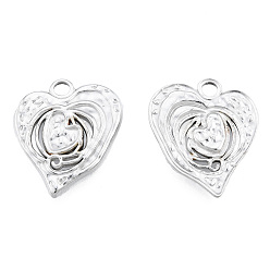 Stainless Steel Color 201 Stainless Steel Pendants, Heart, Stainless Steel Color, 21x18.5x2mm, Hole: 2.5mm