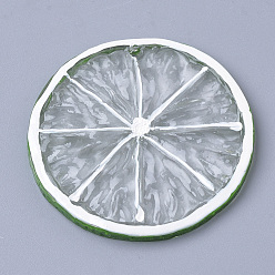 Clear Resin Pendants, Lemon, Clear, 46.5~48.5x3.5~5mm, Hole: 1.5mm