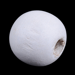 White Dyed Natural Wood Beads, Round, White, 14x13mm, Hole: 4mm, about 1200pcs/1000g