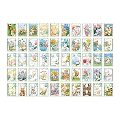 Rabbit 100Pcs 50 Styles Autumn Themed Stamp Decorative Stickers, Paper Self Stickers, for Scrapbooking, Diary Stationery, Rabbit Pattern, 50x35mm, 2pcs/style
