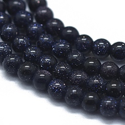 Goldstone Bleu Synthétiques bleus Goldstone brins de perles, ronde, 2mm, Trou: 0.8mm, Environ 190 pcs/chapelet, 15.35 pouce (39 cm)