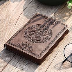 Coconut Brown PU Leather Notebook, with Paper Inside, for School Office Supplies, Rectangle with Round Pattern, Coconut Brown, 14.6x10.5cm