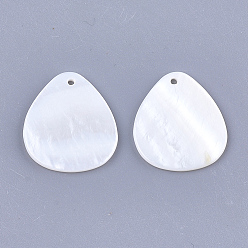 Creamy White Freshwater Shell Pendants, Teardrop, Creamy White, 25.5x23x2mm, Hole: 1.5mm