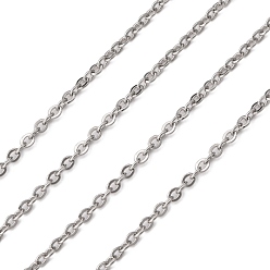 Stainless Steel Color 304 Stainless Steel Cable Chains, Soldered, Oval, Stainless Steel Color, 2x1.5x0.5mm