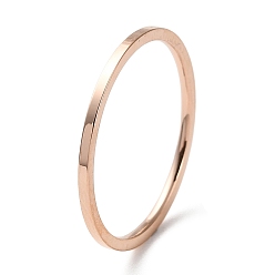 Oro Rosa Revestimiento de iones (ip) 304 anillo de dedo de banda simple de acero inoxidable para mujeres y hombres, oro rosa, tamaño de 7, diámetro interior: 17.4 mm, 1 mm