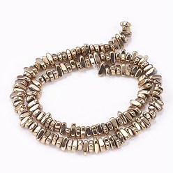Antique Bronze Plated Electroplated Non-magnetic Synthetic Hematite Beads Strands, Nuggets, Antique Bronze Plated, 4~6x5~12x3mm, Hole: 0.7mm, about 100pcs/strand, 15.7 inch(40cm)