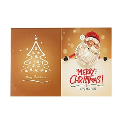 Santa Claus Kits de cartes de voeux de peinture au diamant diy, y compris carte papier, enveloppe en papier, strass de résine, stylo collant diamant, plaque de plateau et pâte à modeler, le père noël, papier: 180x260 mm, 1 pc