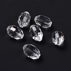 Clear Glass Imitation Austrian Crystal Beads, Faceted, Oval, Clear, 11x8mm, Hole: 0.8~1.4mm