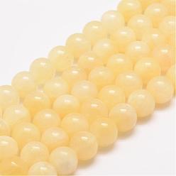 Other Jade Natural Honey Jade Bead Strands, Round, 10mm, Hole: 1mm, about 38pcs/strand, 15.5 inch