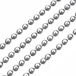 Stainless Steel Color 304 Stainless Steel Ball Chains, with Spool, Stainless Steel Color, 1.5mm, about 49.21 Feet(15m)/roll