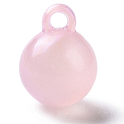Pink Luminous Acrylic Pendants, with Glitter, Glow In The Dark, Round Charms, Pink, 20x15.5mm, Hole: 3.5mm, about 200pcs/500g