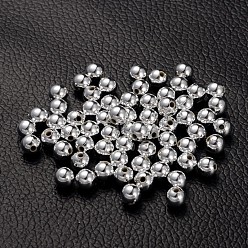 Platinum Plated Plating Acrylic Beads, Round, Platinum Color Plated, about 6mm in diameter, hole: 1mm, about 4000pcs/500g