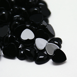 Noir  Cabochons acryliques de strass de taiwan, dos plat et lisse, cœur, noir, 12x12x5mm