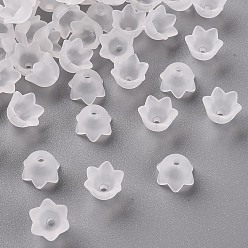 Clear Transparent Acrylic Beads Caps, Tulip Flower, Lily of the Valley, Frosted, Clear, 10x6mm, Hole: 1.5mm, about 2100pcs/500g