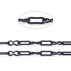 Electrophoresis Black 304 Stainless Steel Link Chains, Paperclip Chains, Soldered, with Spool, Electrophoresis Black, Square Link: 1.8x5x0.5mm, 8 Sharped Link: 2.1x4.6x0.5mm, about 65.61 Feet(20m)/roll