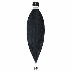 Negro Extensión de cabello largo y liso, cabello trenzado estirado trenza fácil, fibra de baja temperatura, pelucas sintéticas para mujer, negro, 26 pulgada (66 cm)