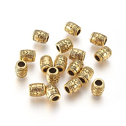 Or Antique Anciennes écartement perles dorées de style tibétain, sans plomb et sans cadmium, colonne, 6.5 mm de diamètre, Longueur 8mm, Trou: 4mm