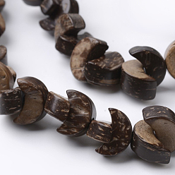 Coconut Brown Natural Coconut Moon Bead Strands, Coconut Brown, 12x8x5mm, Hole: 1mm, about 67pcs/strand, 15.7 inch