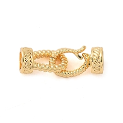 Real 18K Gold Plated Brass Fold Over Clasps, Twist Oval, Real 18K Gold Plated, Oval: 10x7x5.5mm, Inner Diameter: 3.5mm; Clasps: 11.5x6x5.5mm, Inner Diameter: 3.5mm