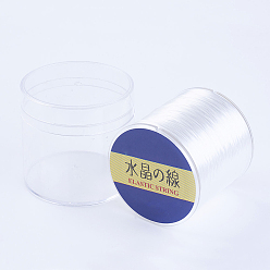 Белый Японский плоский эластичный хрустальный шнур, эластичная нить для бисера, для изготовления эластичного браслета, белые, 0.8 мм, 300 ярдов / рулон, 900 фут / рулон