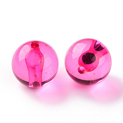 Pourpre Perles acryliques transparentes, ronde, fuchsia, 20x19mm, Trou: 3mm, environ111 pcs / 500 g