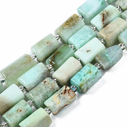 Australia Jade Natural Chrysoprase Beads Strands, with Seed Beads, Faceted Column, 9~14x5~7x5~6mm, Hole: 1.2mm, about 15~16pcs/strand, 7.09 inch(18cm)