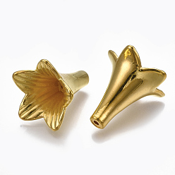 Golden 5-Petal CCB Plastic Bead Caps, Flower, Golden, 24x22.5x21.5mm, Hole: 1.5mm, about 270~310pcs/500g