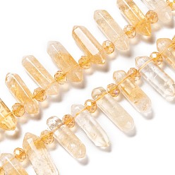 Citrine Natural Citrine Beads Strands, Bullet, 20~25x5~8x5~8mm, Hole: 1mm, about 30pcs/strand, 15.47 inch(39.3cm)