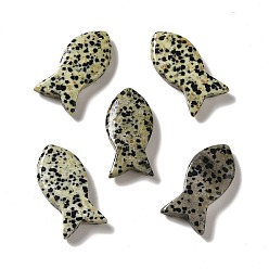 Jaspe Dalmate Dalmate jaspe naturels pendentifs, charmes de poissons, 39x20x7~7.5mm, Trou: 2.3mm