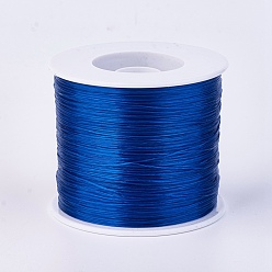 Azul Medio Cuerda de cristal elástica plana, hilo de cuentas elástico, para hacer la pulsera elástica, azul medio, 0.7 mm, aproximadamente 546.8 yardas (500 m) / rollo