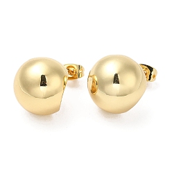 Настоящее золото 18K Латунные серьги-гвоздики с круглыми шариками и стойкой, без свинца и без кадмия, долгоиграющий, реальный 18 k позолоченный, 17 мм